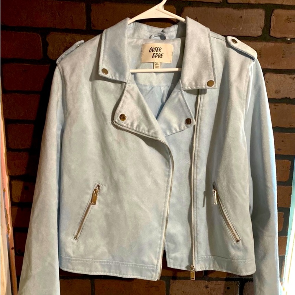 Blue XL suede jacket made by outer edge